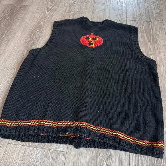 Vintage Halloween Sweater Vest Black Orange Pumpkins - Picture 11 of 13